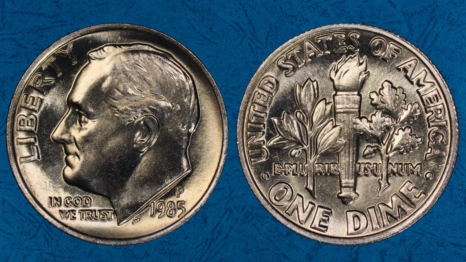 1985 dime Full Bands vs partial bands comparison on reverse torch — side by side
