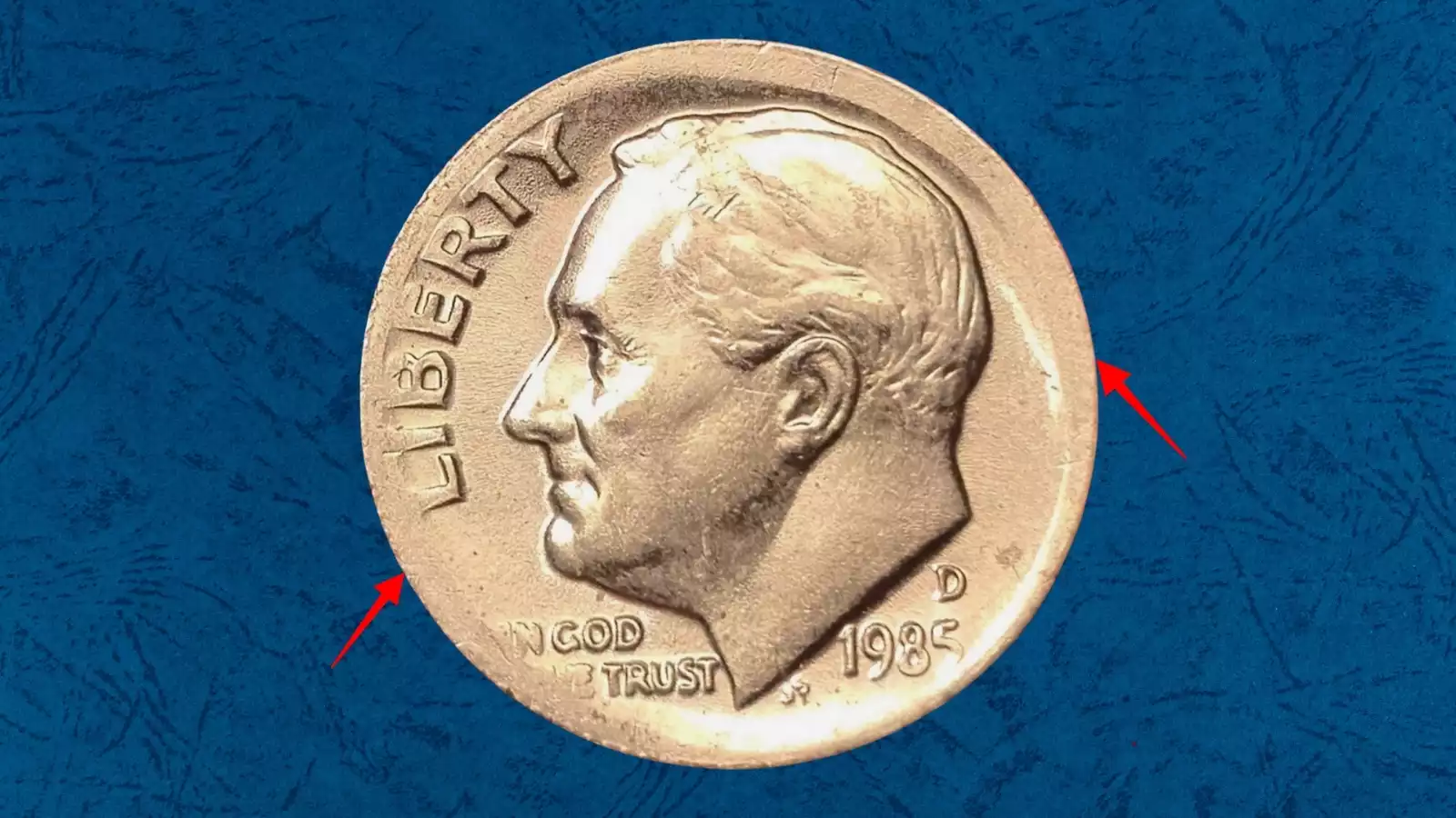 1985 dime broadstrike error showing expanded diameter and missing reeded edge
